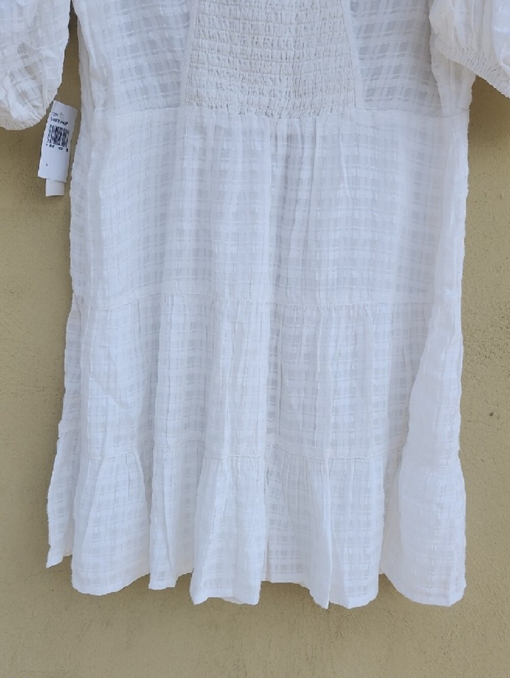 French Connection Sundress White Textured Mini Dress with V-Neck - Picture 14 of 16